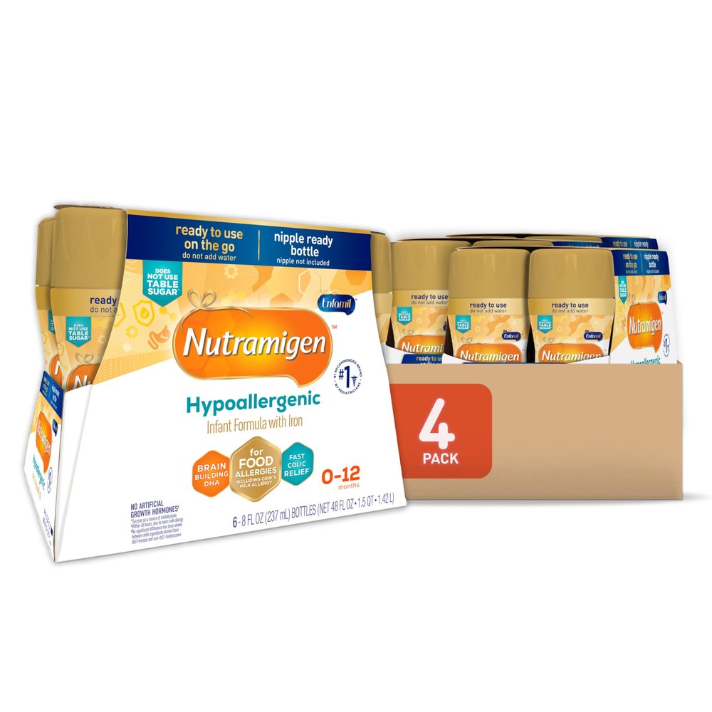 Enfamil Nutramigen Hypoallergenic Baby Formula with Iron, Lactose Free, Colic Relief from Cow's Milk Allergy Starts in 24 Hours, Brain Building DHA, Concentrated Liquid, 8 Fl Oz, 24 Bottles