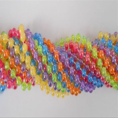 33 inch 7mm Round AB 6 Color Mardi Gras Beads - 6 Dozen (72 necklaces)