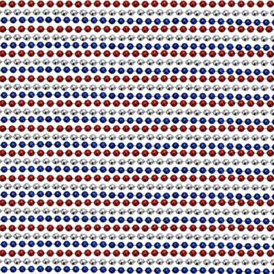 33 inch 7mm Round Metallic Red, Blue and Silver Mardi Gras Beads - 6 Dozen (72 necklaces)