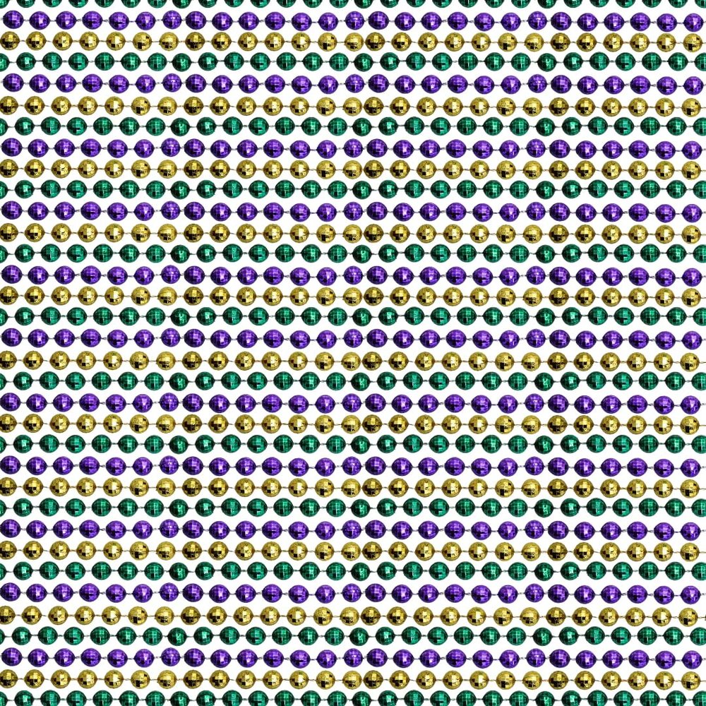 33 inch 7mm Globe Metallic Purple Gold and Green Mardi Gras Beads - 6 Dozen (72 Necklaces)