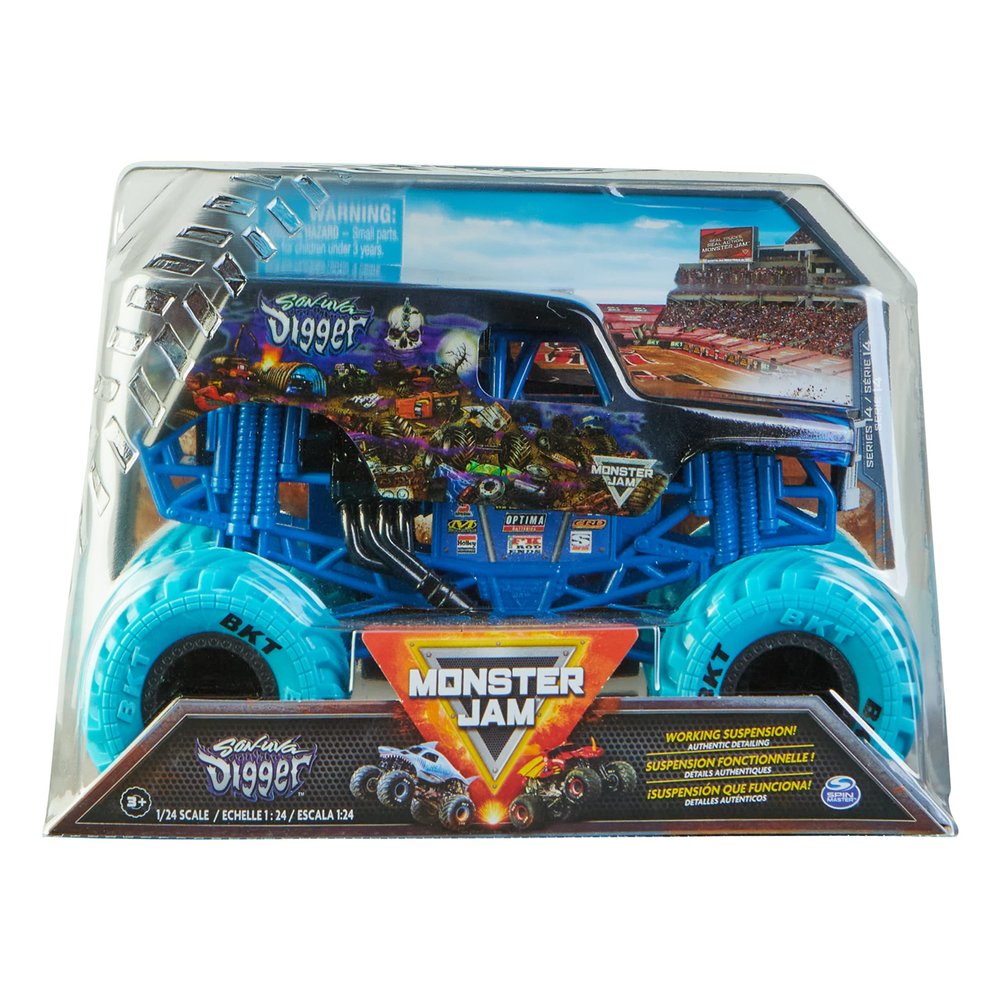 Monster Jam, Official Son-uva Digger Monster Truck, Collector Die-Cast Vehicle, 1:24 Scale, Kids Toys for Boys Ages 3 and up