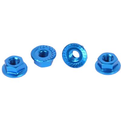 Core-RC 4mm Aluminum Serrated Wheel Nuts (Blue) (4)