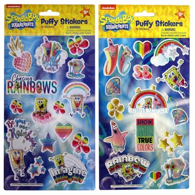 Nickelodeon's Spongebob Squarepants Puffy Stickers, 10" x 7", 1 Pack, Assorted, Design Will Vary
