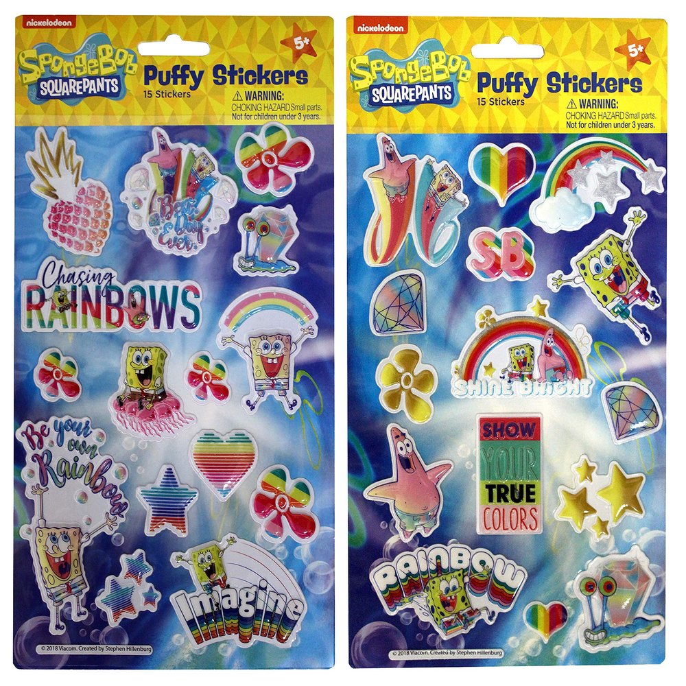 Nickelodeon's Spongebob Squarepants Puffy Stickers, 10" x 7", 1 Pack, Assorted, Design Will Vary