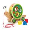 Hape Walk-A-Long Snail Pull Toy |Award Winning Toddler Wooden Push and Pull Toy with Removable Color view 1