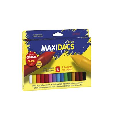 Alpino MaxiDacs Waxes 15 Count | Colored Waxes for Kids | Soft and Coated Painting Wax | Soft Waxes and Vivid Colors Case | Semi-Soft Waxes