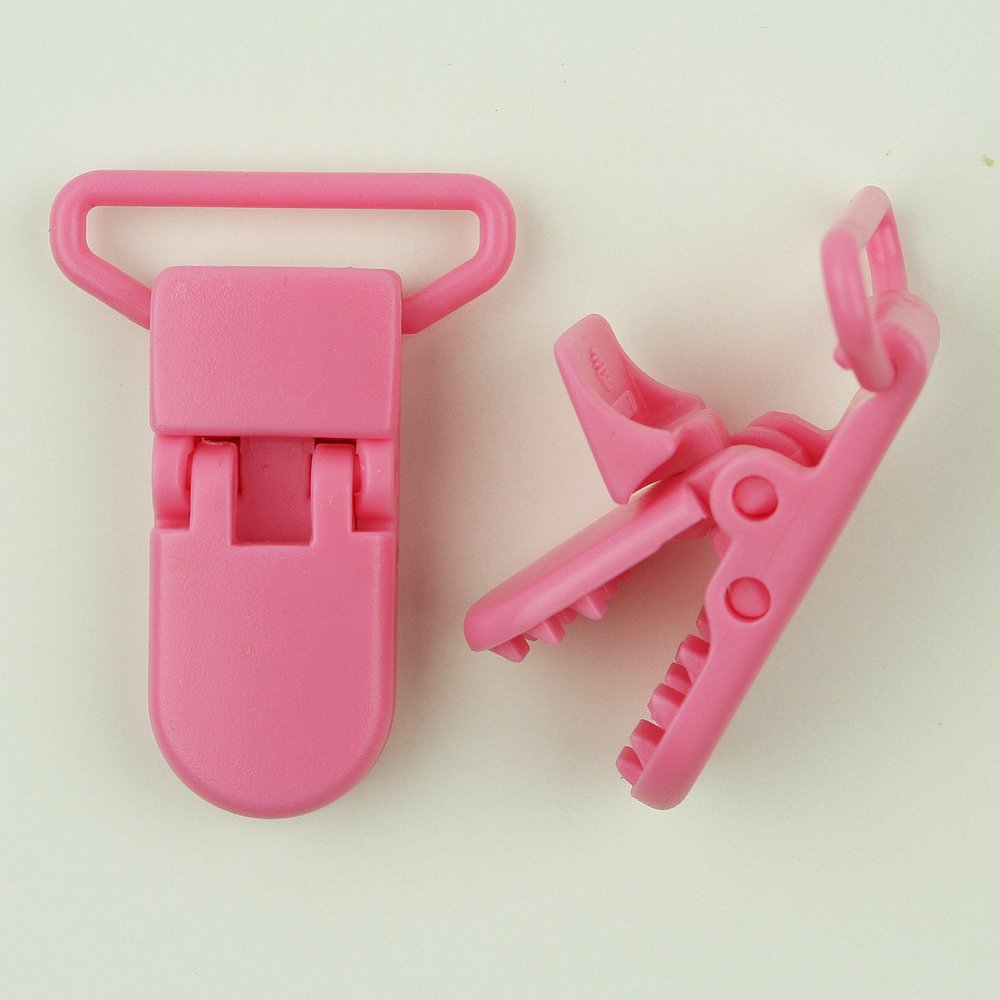 25 Zinnia - Medium Pink (G62) KAM 1" Plastic Pacifier Clips / Suspender Clips with Gripping Teeth for Soother/Paci/Pacifier/Dummy/Bib/Toy Holder Clip