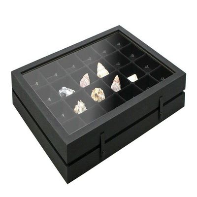 Modellauto-Sammelvitrine schwarz, mit 24 Fchern 65 x 58 mm