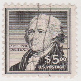 1956 $5.00 Alexander Hamilton - Scott # 1053 Cancelled Postage Stamp