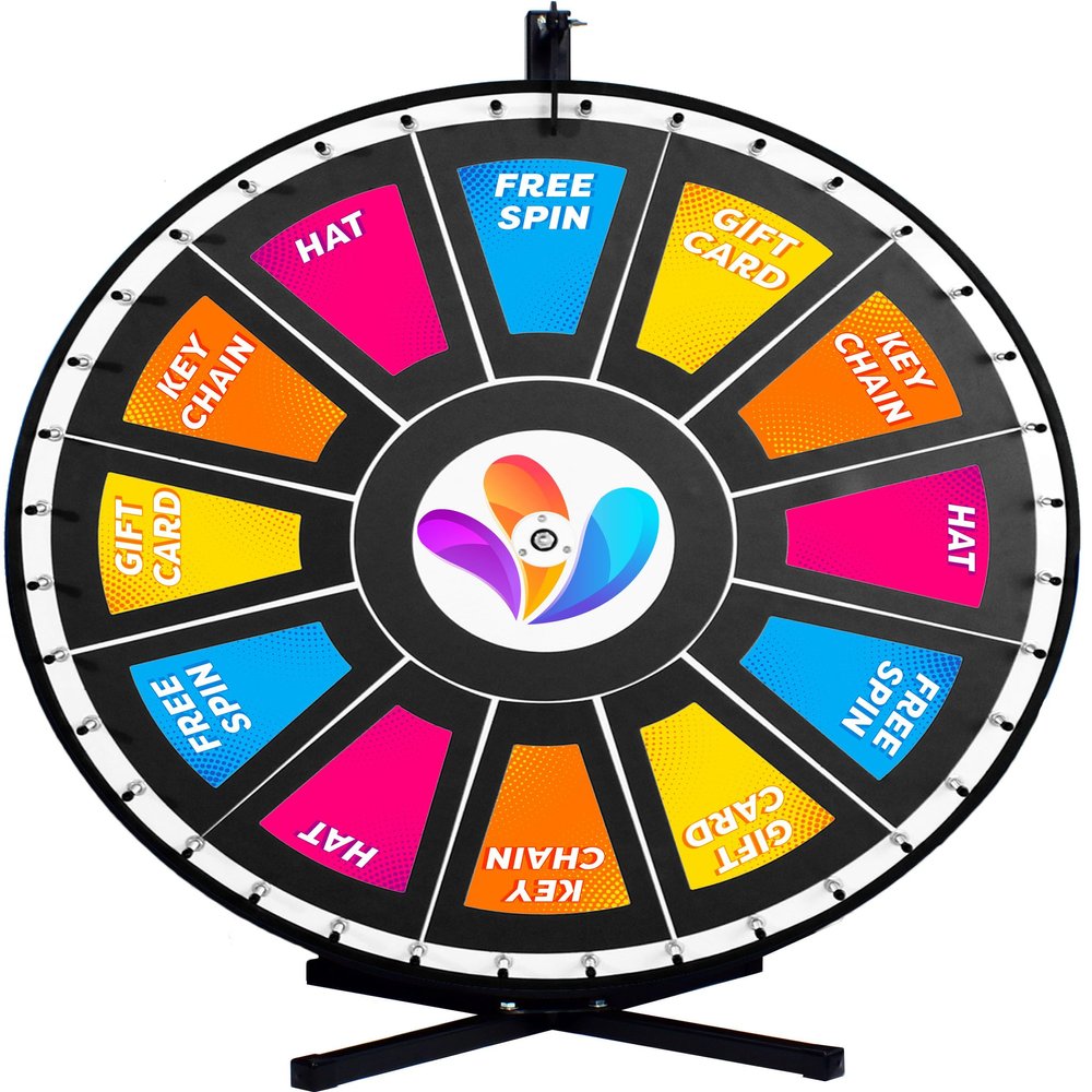 Print & Insert Your Own Prizes Dry Erase Spinning Wheel Reusable Promotional Prize Game with Magnetic Frames for Quick-Change Inserts | Table-Stand Display Wheel Made in USA (30 Inch)