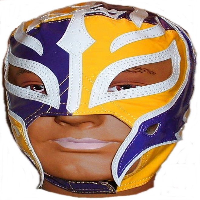 Official Rey Mysterio Kids YOUTH Replica Half Mask Purple & Yellow