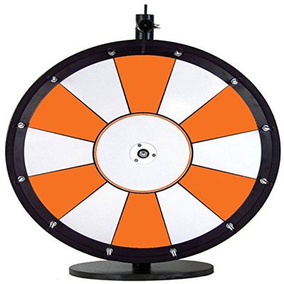 Dual and Triple Color Tabletop Dry Erase Prize Wheel  18 Inch Desktop Spinning Wheel, Durable Wood, Balanced for Fair Odds, Trade Show Booth Raffle, Fundraiser, Baby Shower (Orange, 18")