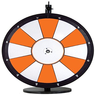 Dual and Triple Color Tabletop Dry Erase Prize Wheel 18 Inch Desktop Spinning Wheel, Durable Wood, Balanced for Fair Odds, Trade Show Booth Raffle, Fundraiser, Baby Shower (Orange, 18")