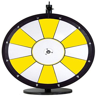 Dual and Triple Color Tabletop Dry Erase Prize Wheel  18 Inch Desktop Spinning Wheel, Durable Wood, Balanced for Fair Odds, Trade Show Booth Raffle, Fundraiser, Baby Shower (Yellow, 18")