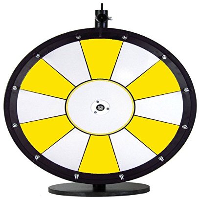 Dual and Triple Color Tabletop Dry Erase Prize Wheel  18 Inch Desktop Spinning Wheel, Durable Wood, Balanced for Fair Odds, Trade Show Booth Raffle, Fundraiser, Baby Shower (Yellow, 18")