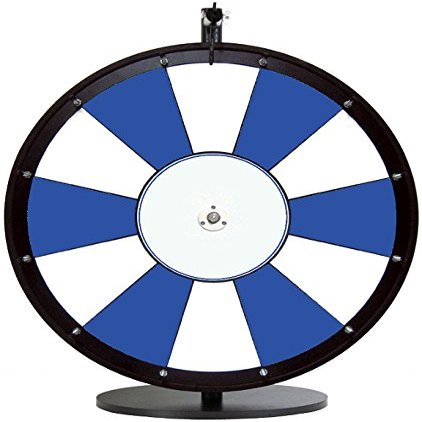 Dual and Triple Color Tabletop Dry Erase Prize Wheel 24 Inch Desktop Spinning Wheel, Durable Wood, Balanced for Fair Odds, Trade Show Booth Raffle, Fundraiser, Baby Shower (Blue, 24")