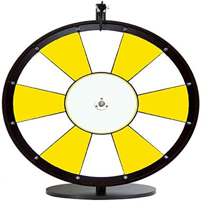 Dual and Triple Color Tabletop Dry Erase Prize Wheel  24 Inch Desktop Spinning Wheel, Durable Wood, Balanced for Fair Odds, Trade Show Booth Raffle, Fundraiser, Baby Shower(Yellow, 24")