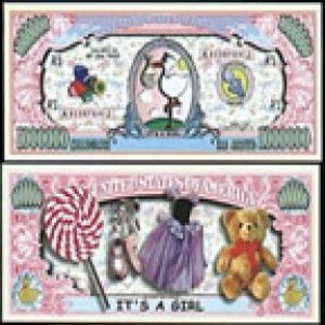 American Art Classics It's A Girl Million Dollar Baby Bill - Comes in Bill Protector - Perfect Newborn Gift