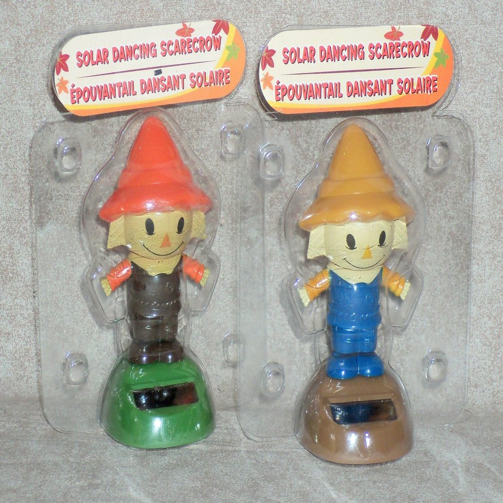 Solar Powered Dancing SCARECROW (2 PACK) ~ (Brown Outfit / Blue Outfit)