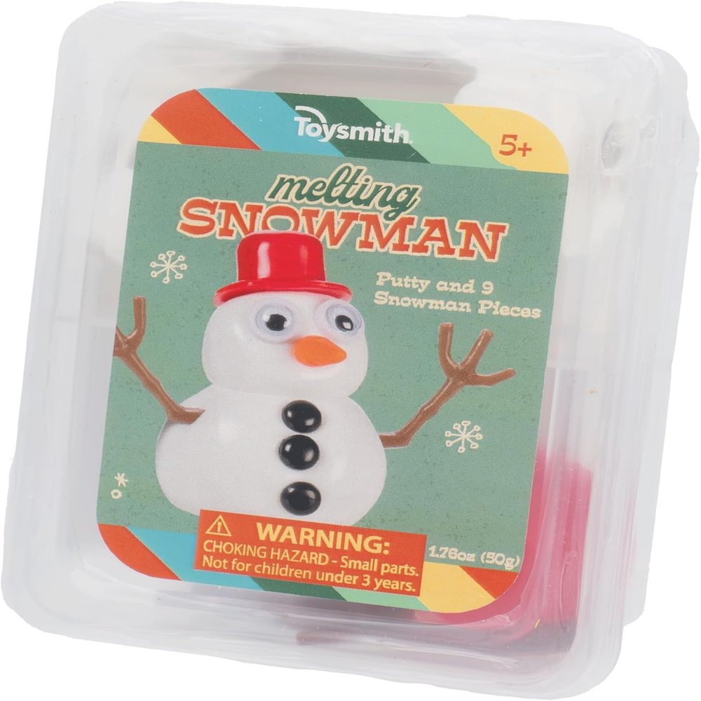 Toysmith Melting Snowman Reusable Putty Slime Kit with Snowman Accessories Build, Melt & Rebuild Fun Desk Toy & Holiday Gift for Kids Christmas Stocking Stuffer Ages 5+