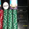 Gambler's General Store Promotional 390 Poker chip set with Casino de Isthmus City Playing cards Briefcase view 2