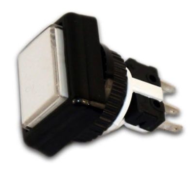 RetroArcade.us Arcade Game Illuminated Button Rectangle for Arcade and Crane Machines White Jamma Mame