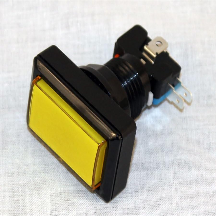RetroArcade.us Arcade Game Illuminated Button Rectangle for Arcade and Crane Machines Yellow Jamma Mame