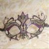 Black Majestic with Purple Glitter Princess Venetian Masquerade Mask with Pink Diamonds view 2