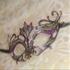 Black Majestic with Purple Glitter Princess Venetian Masquerade Mask with Pink Diamonds view 3