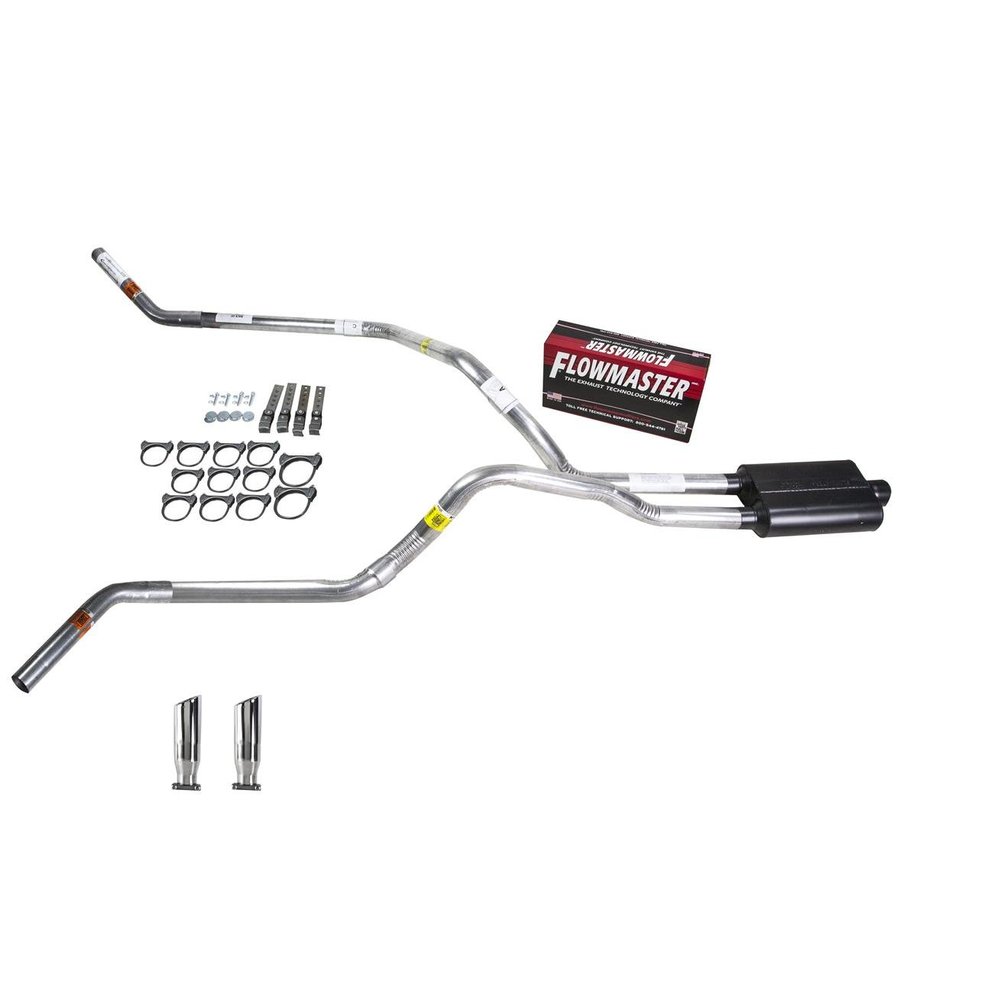 Truck Exhaust Kits - DIY dual exhaust system 2.5 pipe Flowmaster Super 44 RC Tip Corner exit