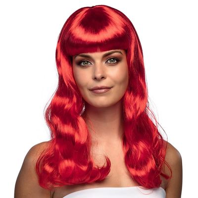 Boland 85872 Chic Long Hair Wig with Fringe Red