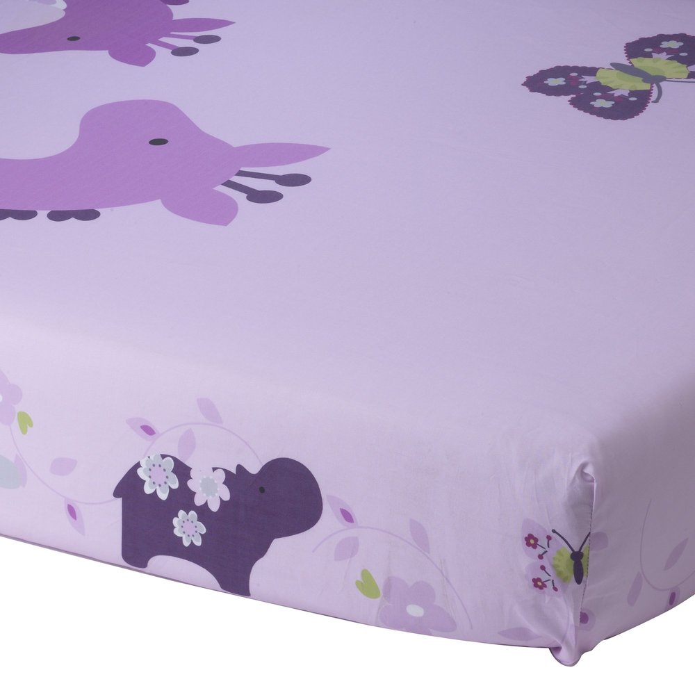 Lambs & Ivy Crib Fitted Sheet, Lavender Jungle