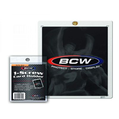 BCW 1 Screw Card Holder - 50 PT. - 5ct | Crystal Clear Polystyrene | Secure Screwdown Design | Ideal for Collectible Card Storage and Display