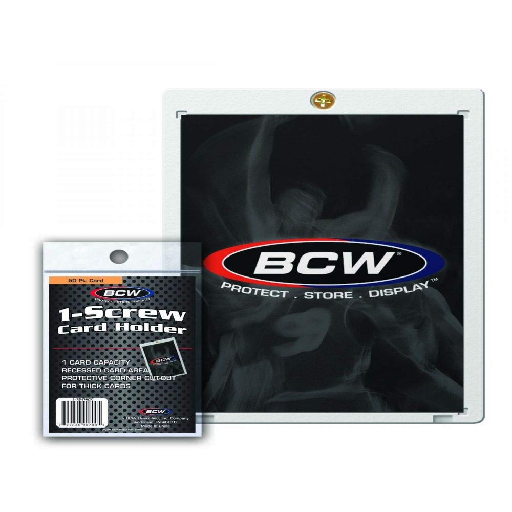 BCW 1 Screw Card Holder - 50 PT. - 5ct | Crystal Clear Polystyrene | Secure Screwdown Design | Ideal for Collectible Card Storage and Display