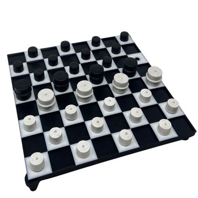 Sturdy Plastic Checkers Set for The Blind & Visually Impaired, Tactile Pieces, Raised Squares, Pieces Stay in Place, Accessible Game That Uses No Braille-by Blind in Mind, The Braille Superstsore