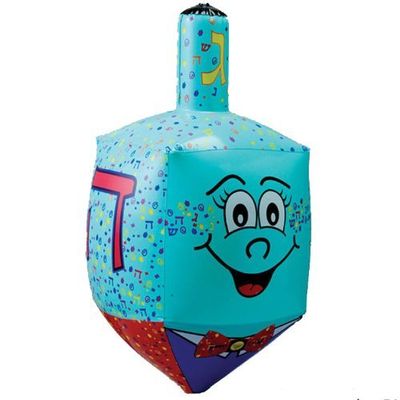 23.5" Large Blue Inflatable Hanukkah Dreidel Decoration with Smiley Face