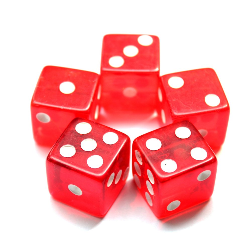 IDS 19mm Casino Craps Dice - Set of 5 Crystal Red