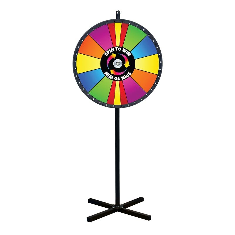 Spin to Win Floor Stand Dry Erase Prize Wheel 30 Inch Spinning Wheel Game, Durable Wood Construction, Balanced for Fair Odds, Trade Show Booth Raffle Event