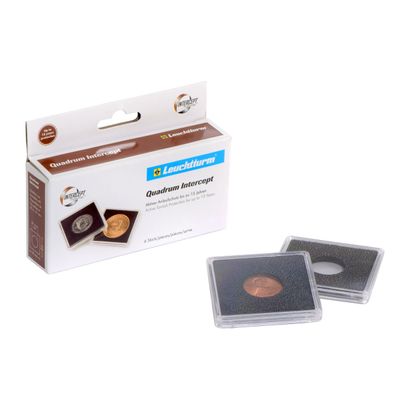 LEUCHTTURM QUADRUM Square Coin Capsules with INTERCEPT Technology Corrosion Protection for 18 mm Coins - Pack of 6