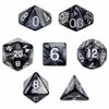 7 Die Polyhedral Dice Set - Smoke (Black Pearl) with Velvet Pouch by Wiz Dice view 1