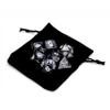 7 Die Polyhedral Dice Set - Smoke (Black Pearl) with Velvet Pouch by Wiz Dice view 3