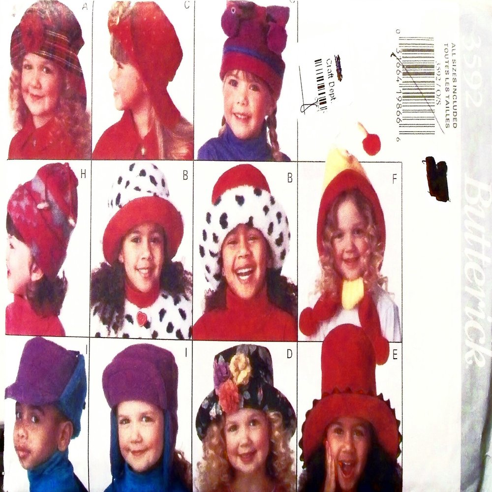 Butterick Pattern 3592 ~ Children's Hats, Small-Medium-Large