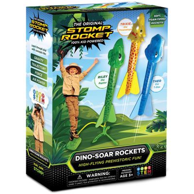 Stomp Rocket Dino-Soar Rocket Launcher for Kids, 3 Dinosaur-Themed Blasters