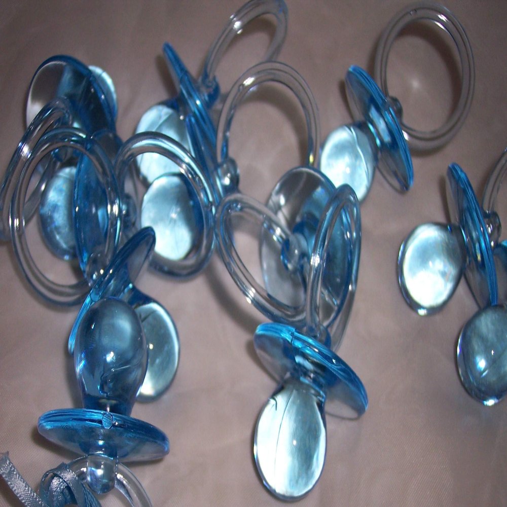 2.5" Acrylic Blue Baby Pacifier Baby Shower Favors - 48 Pieces