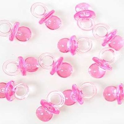 2.5" Acrylic Pink Baby Pacifier Baby Shower Favors - 48 Pieces