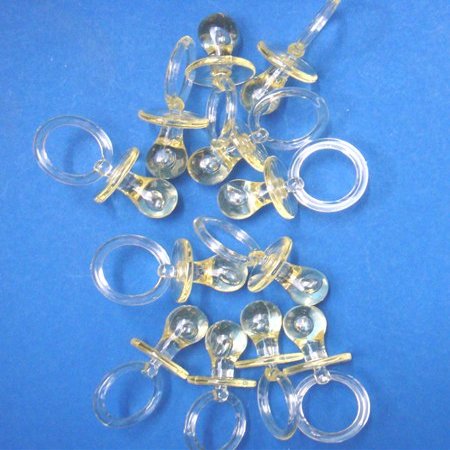 2.5" Acrylic Yellow Baby Pacifier Baby Shower Favors - 48 Pieces