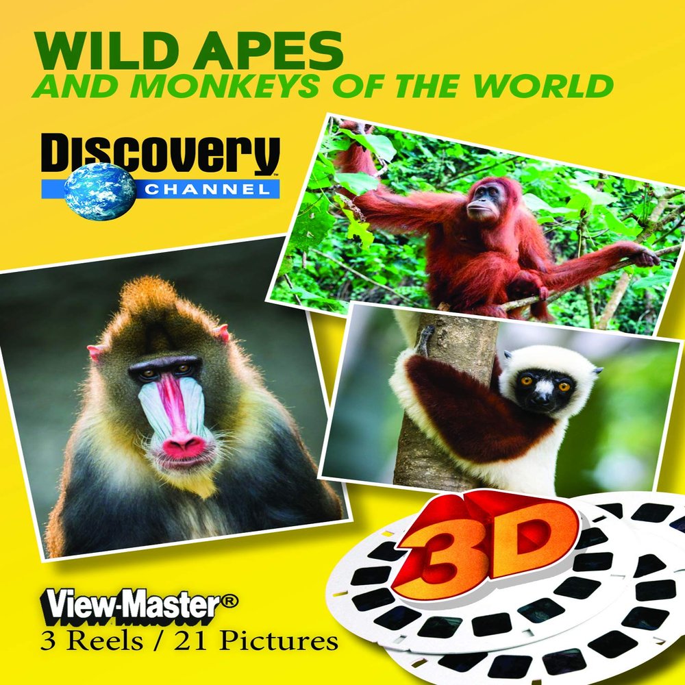 Wild Apes and Monkeys of The World - Discovery Channel - Classic ViewMaster - 3 Reels on Card - New