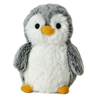 Aurora Playful Pompom Penguin Mini Stuffed Animal - Vibrant Companions for Warm Cuddles - Perfect for Adults, Kids, and Birthdays - Gray 6 Inches