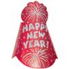 amscan Happy New Year Glitter Foil Cone Hat | Party Accessory Red, 9" view 1