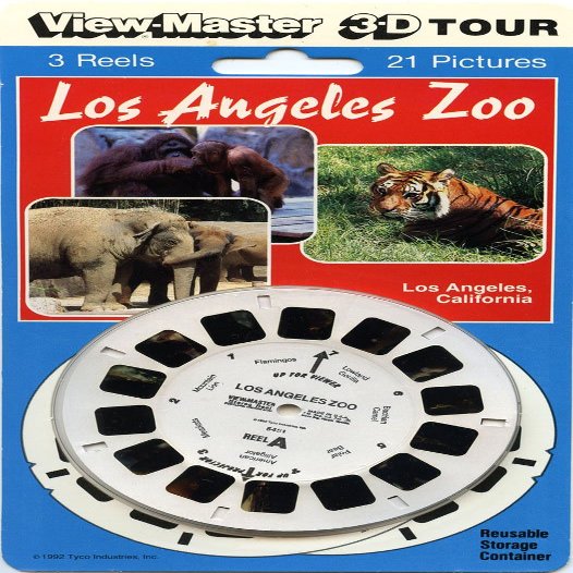 ViewMaster - Los Angeles Zoo- Sold on location as souvenirs of our trip - 3 Reels on Card- NEW